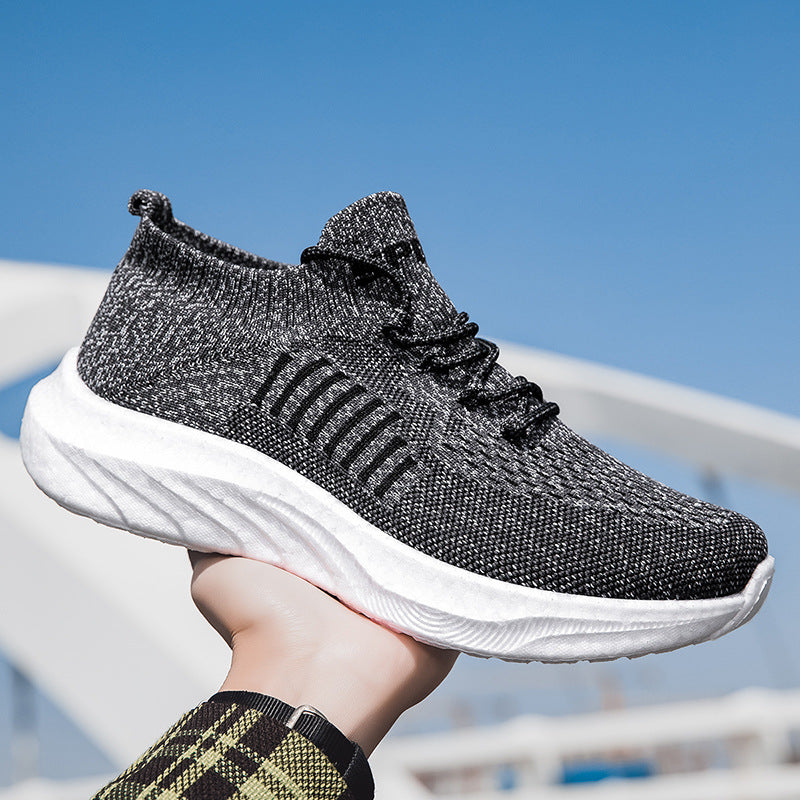 2026 spring new flyknit mesh breathable men's shoes wholesale soft sole comfortable lightweight casual shoes women's shoes
