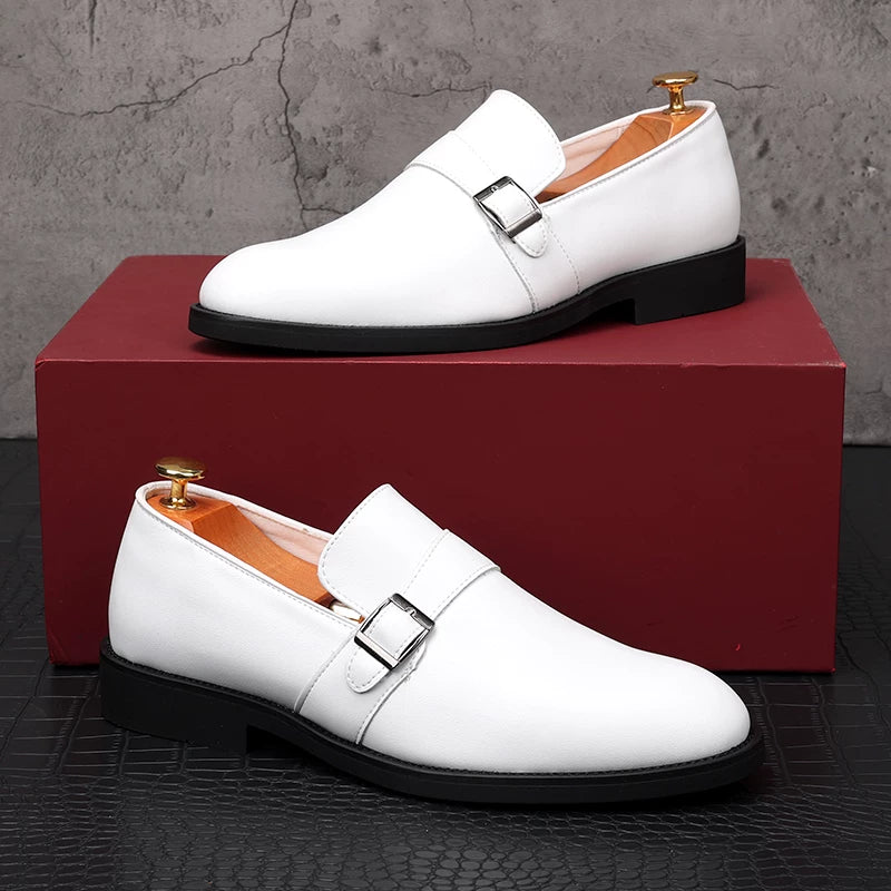 Men's White Loafers, Height Increasing, Breathable