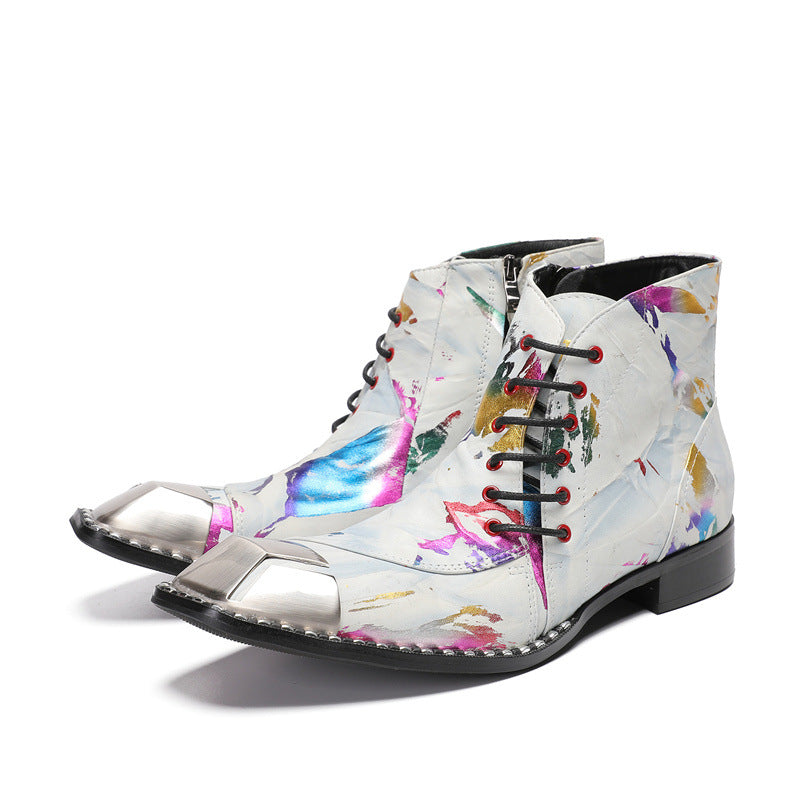 New British style retro old polished handmade shoes cowhide Martin boots trendy boots leather boots soft-soled short boots men's shoes