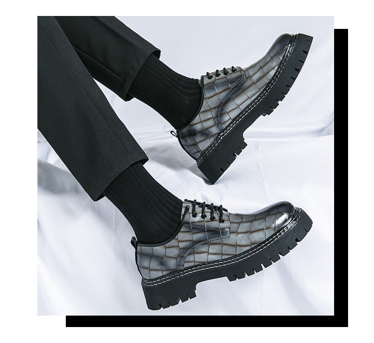 2026 spring/autumn cross-border plus size men's low-cut leather shoes, new men's thick-soled height-