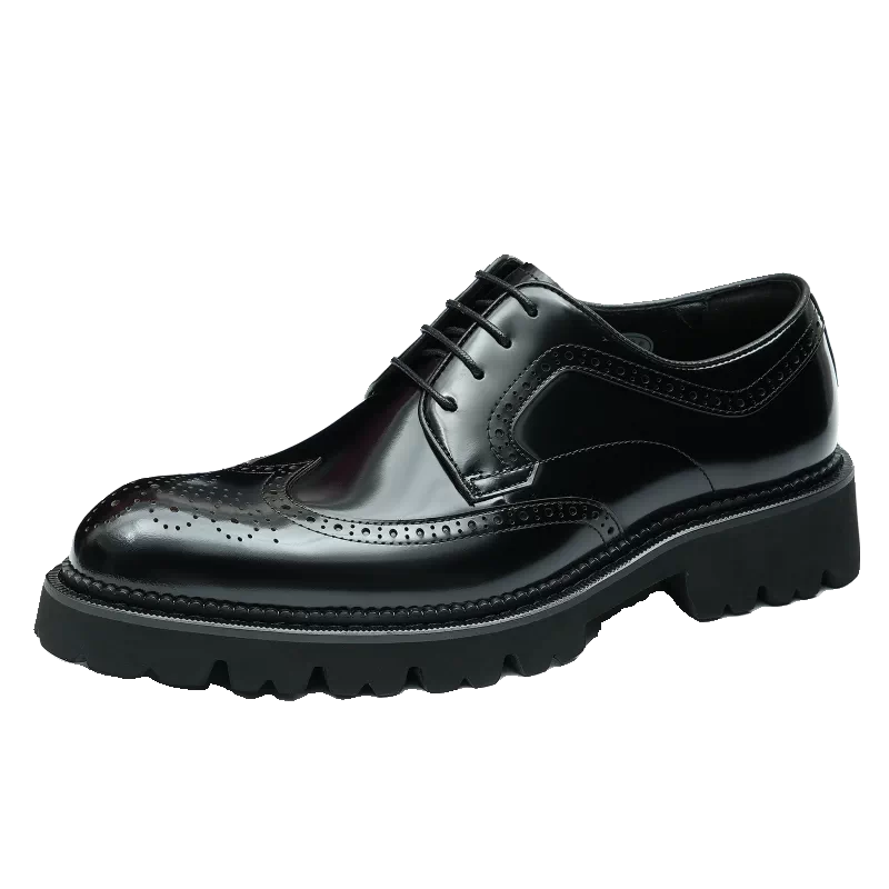 Men's Genuine Leather Derby Shoes, Height Increasing, Thick Sole
