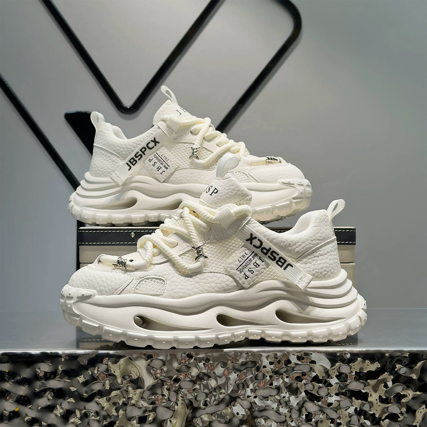 Men's Height-Increasing Platform Breathable Mesh Trendy Chunky Dad Sneakers Summer