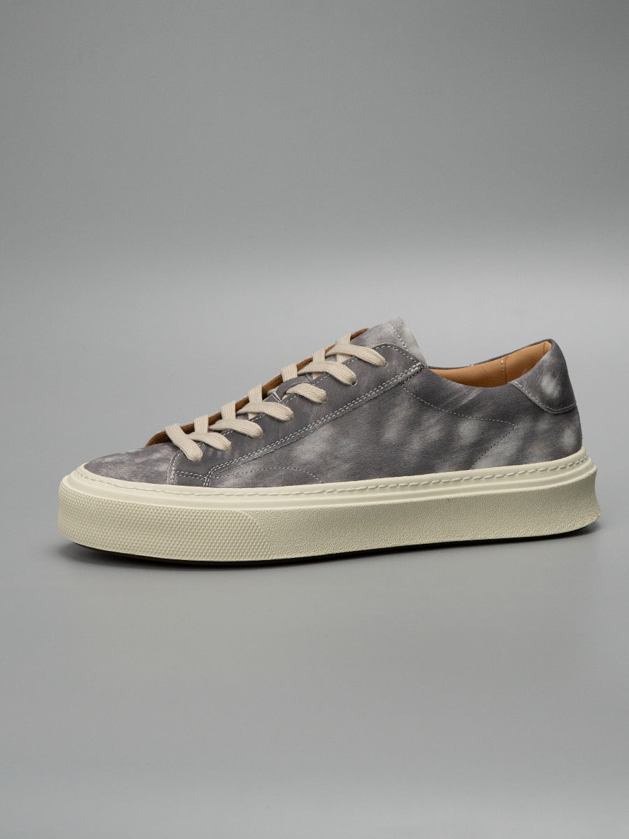 European station 2026 new men's genuine leather distressed washed cowhide fashionable grey versatile trendy casual loafers 11