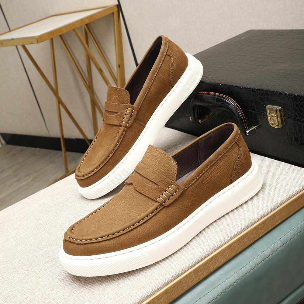 Modern casual lightweight loafers 2026 new matte cowhide urban trendy old money style slip-on men's 9
