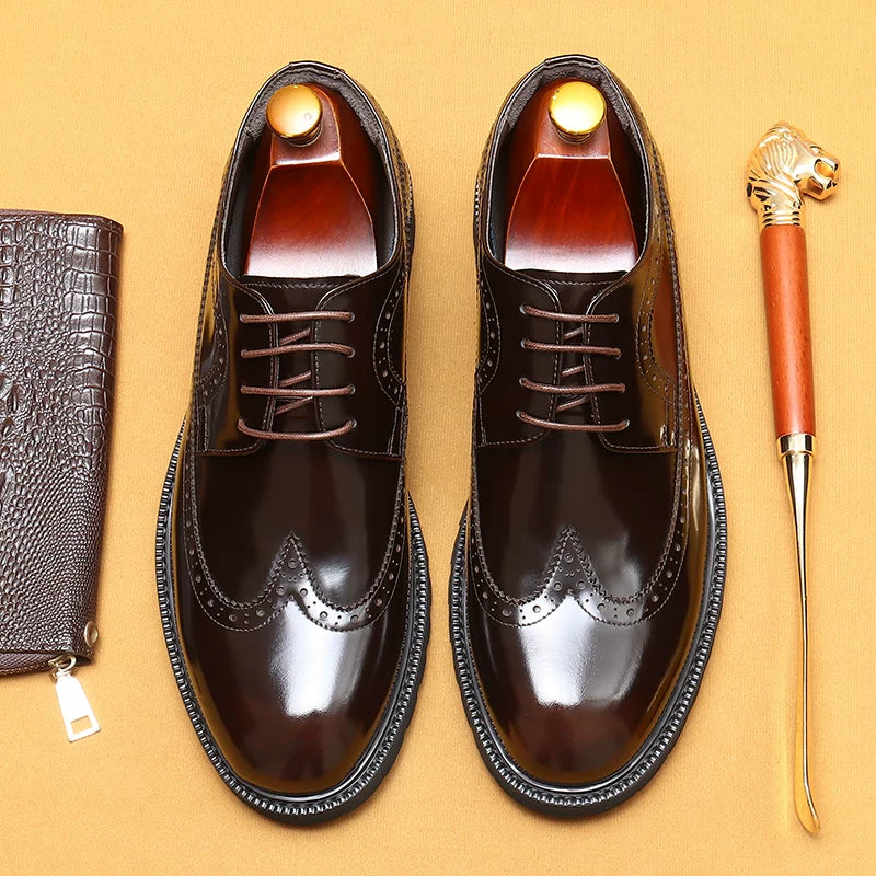 Men's Genuine Leather Leather Shoes, Patent Leather, Glossy