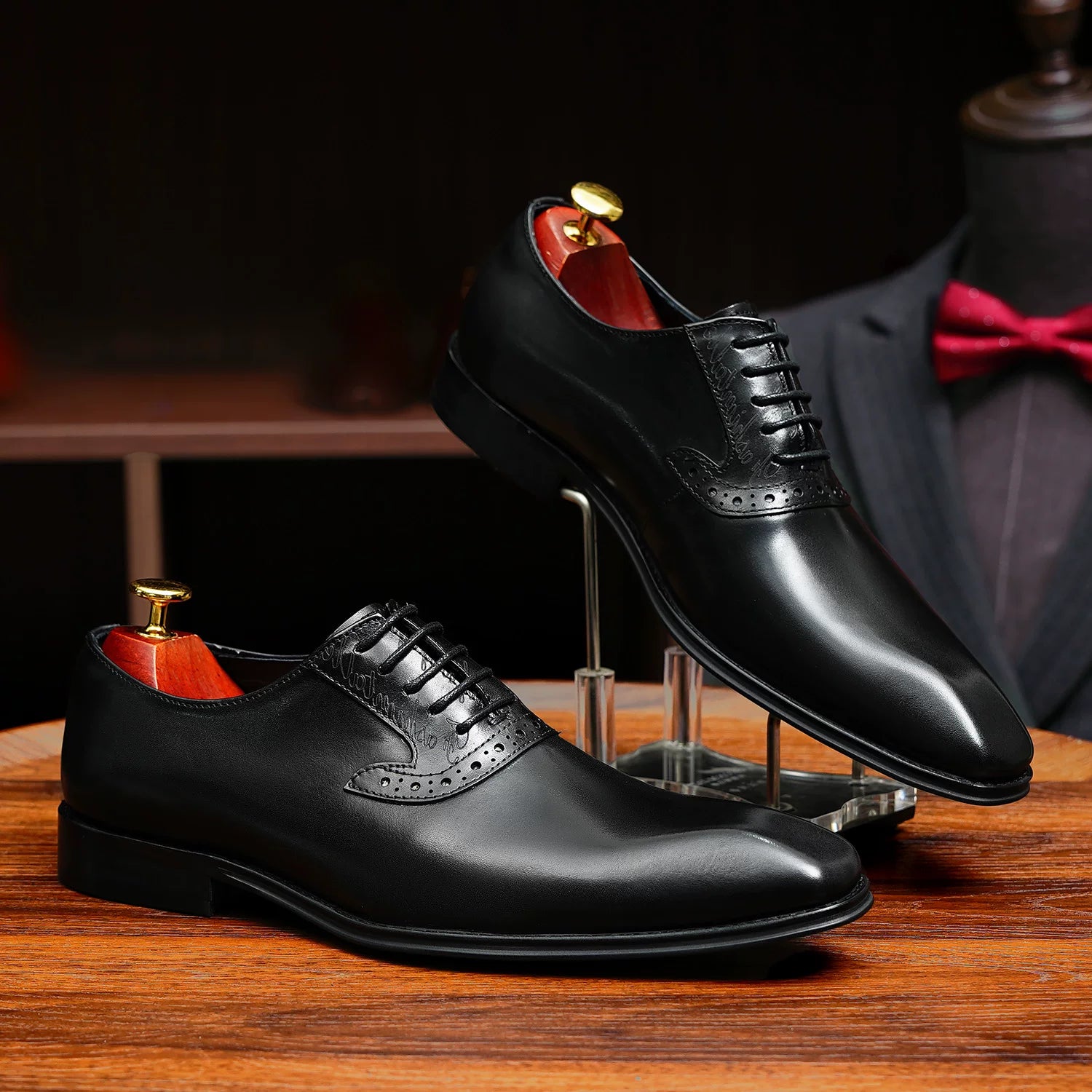 Men's Genuine Leather Oxford Shoes, Pointed Toe, Business