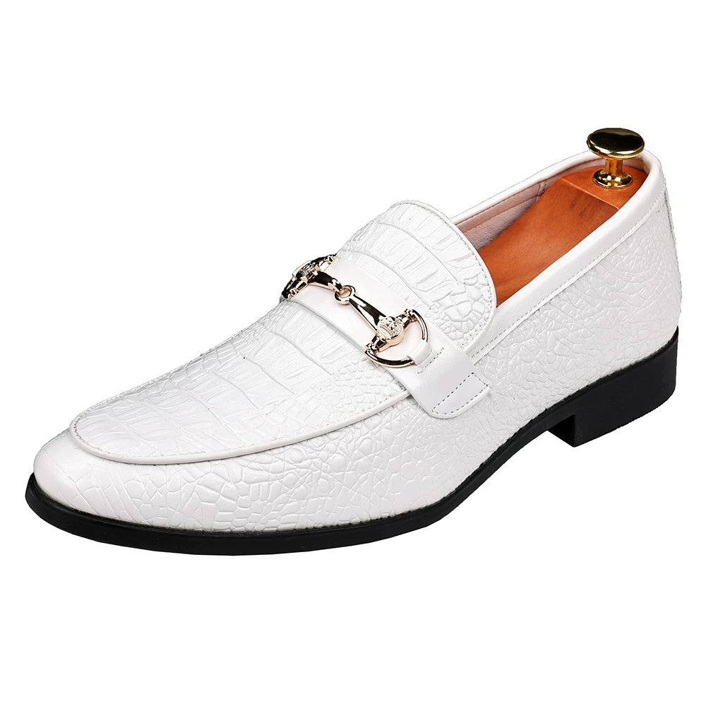 Men's White Loafers, Height Increasing, Slip-On