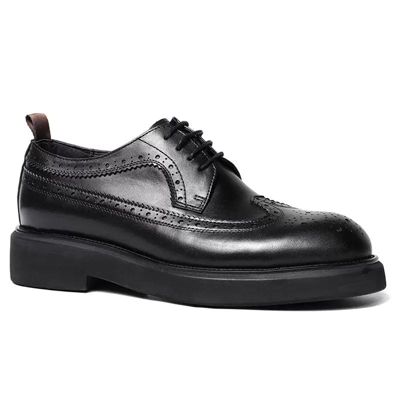 Men's Genuine Leather Derby Shoes, Height Increasing, Thick Sole