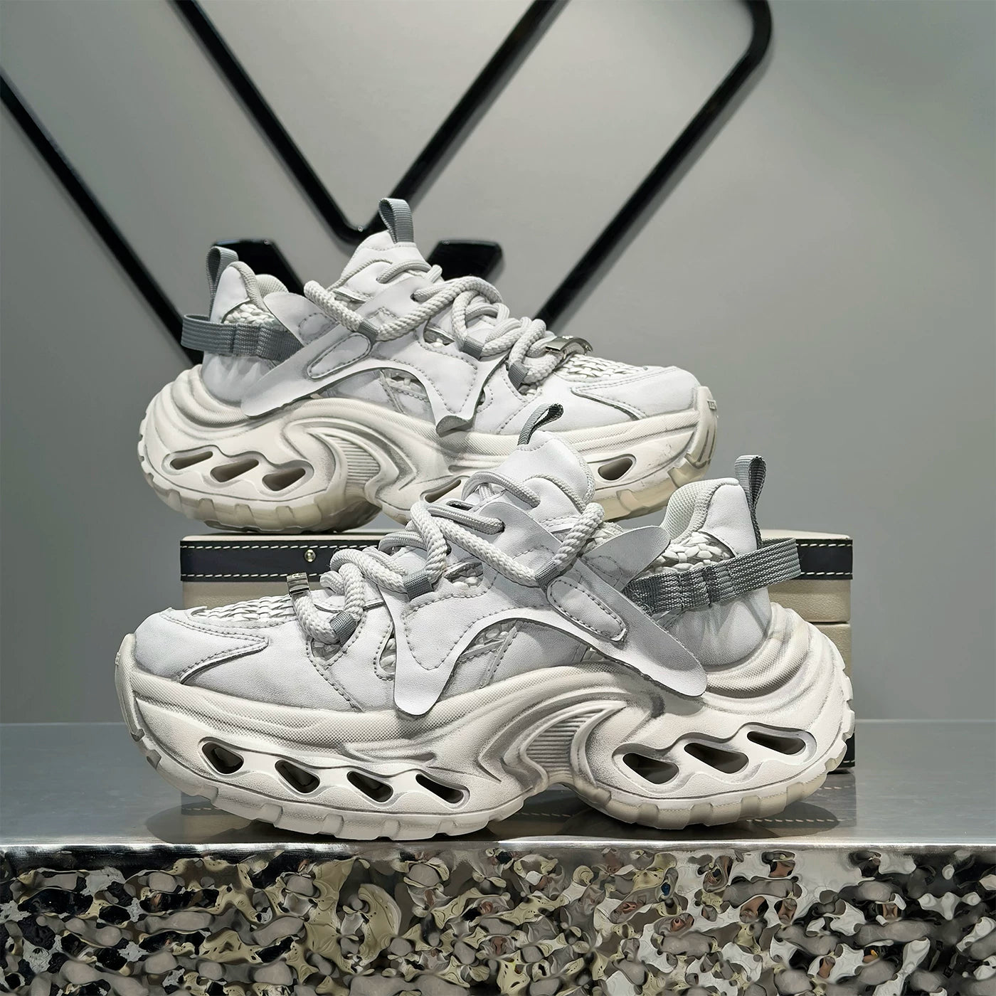 Men's Height-Increasing Platform Breathable Mesh Chunky Dad Sneakers 2026 Summer New