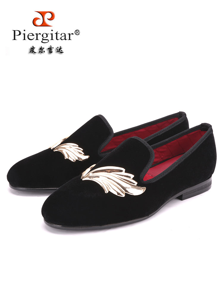 New women's handmade leaf metal buckle loafers European and American big-name trendy slip-on large size slip-on shoes