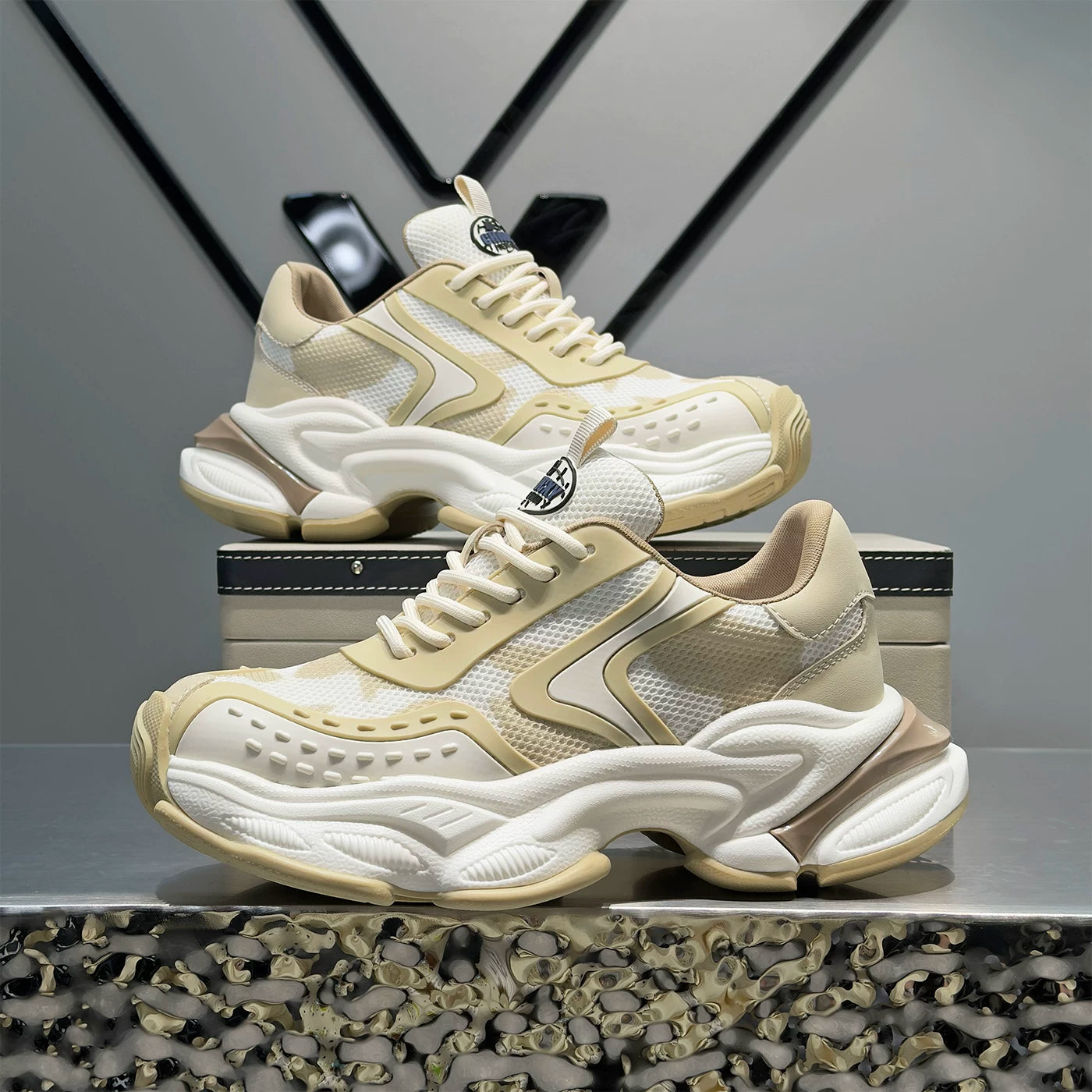 Men's Height-Increasing Platform Breathable Mesh Chunky Dad Sneakers 2026 Spring-Summer New