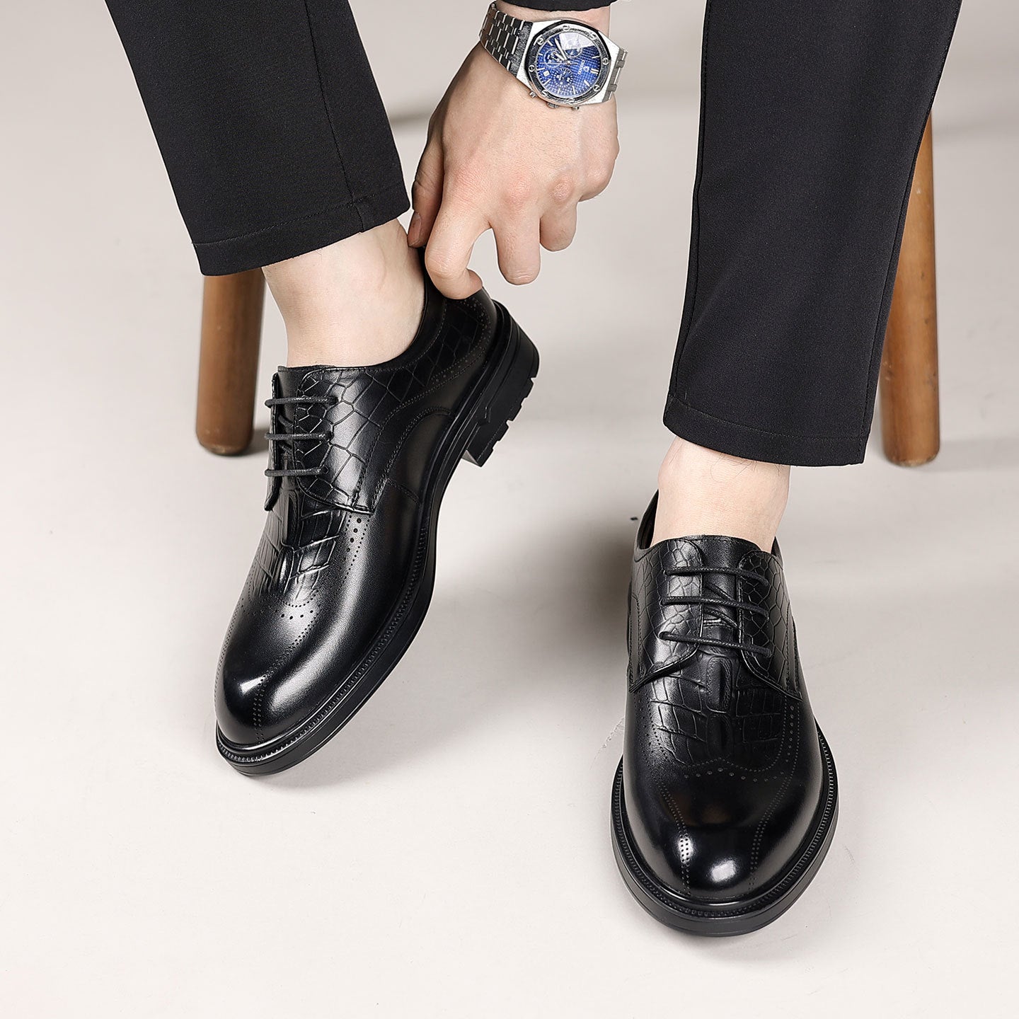 Men's leather shoes 2026 new collection: premium full-grain leather dress shoes for men - business b