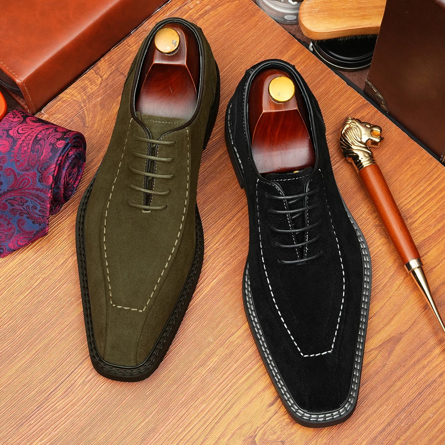 Men's Genuine Leather Oxford Shoes, Suede, Business