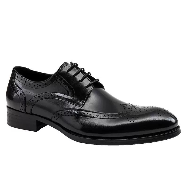 Men's Genuine Leather Wedding Shoes, Pointed Toe, Lace-Up