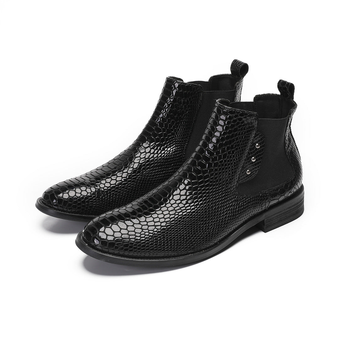 Martin boots men's 2024 new leather low-top crocodile pattern high-top retro leather shoes British men's boots medium-top leather boots