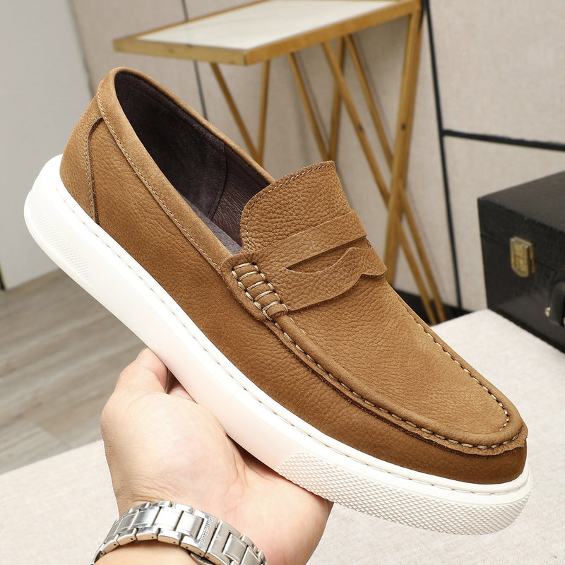 Modern casual lightweight loafers 2026 new matte cowhide urban trendy old money style slip-on men's