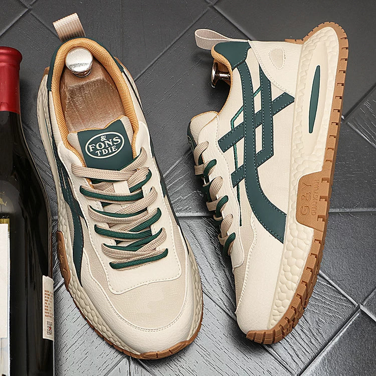 Men's Low-Top Korean Style Color-Block Athletic Casual Trendy Retro Sneakers
