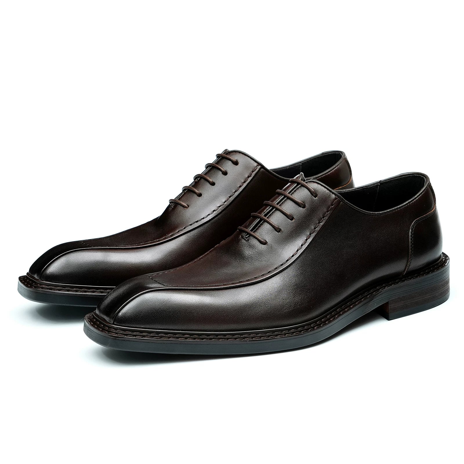 Men's Genuine Leather Leather Shoes, Square Toe, British Style
