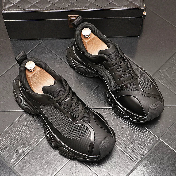 Men's Platform Height-Increasing Breathable Mesh British-Style Athletic Sneakers Casual