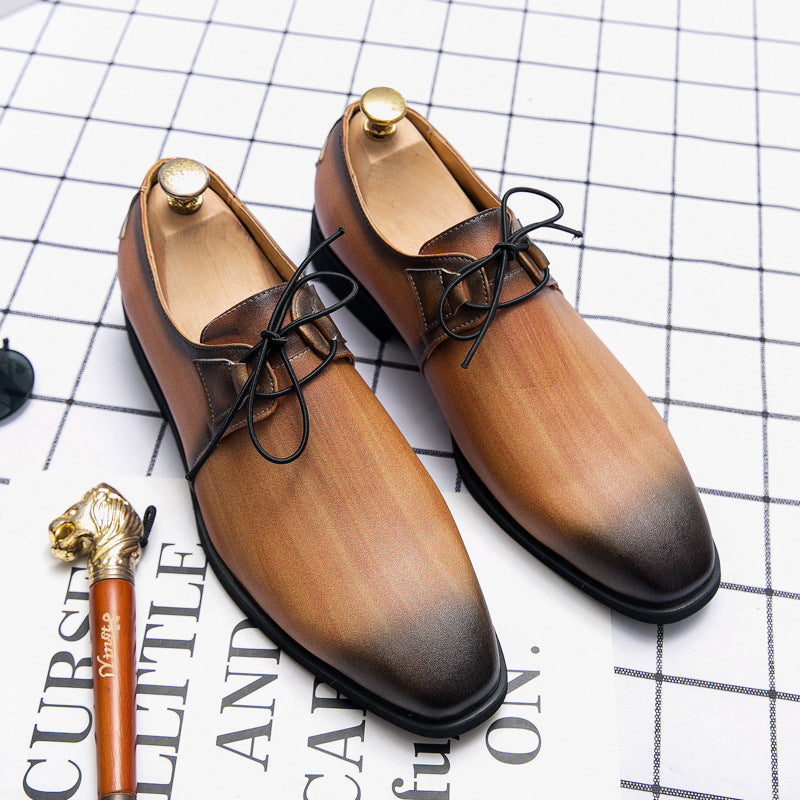 Men's Brown Leather Formal Shoes, Business, British Style, Style 6071