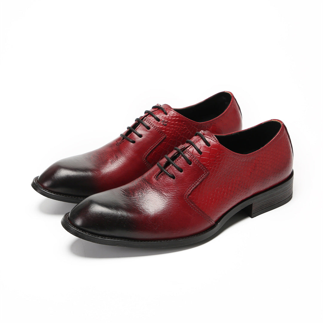 British style men's business dress leather shoes cowhide square head Oxford shoes handmade wedding groom shoes three joint men's shoes