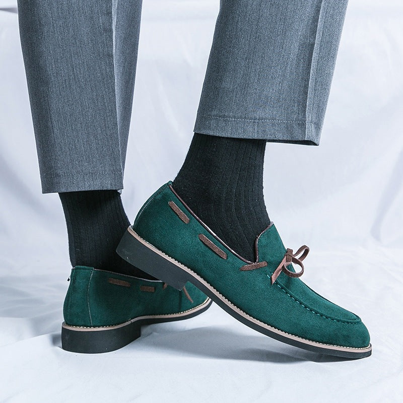 Cross-border spring bow slip-on leather shoes fashion formal business casual shoes plus size loafers