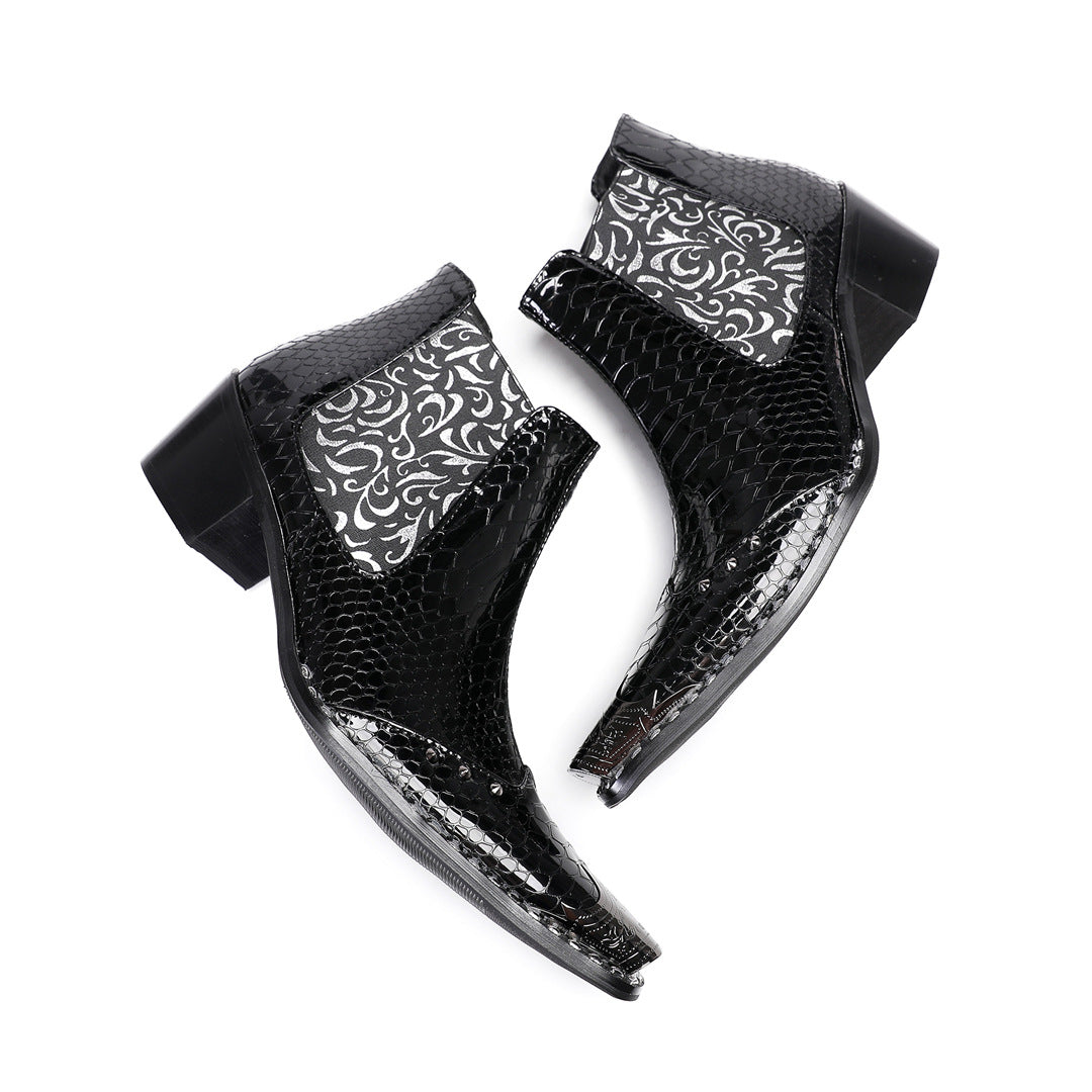 Chelsea boots men's British short boots cowboy boots short boots autumn and winter new leather boots hairstylist Korean version Martin boots men's