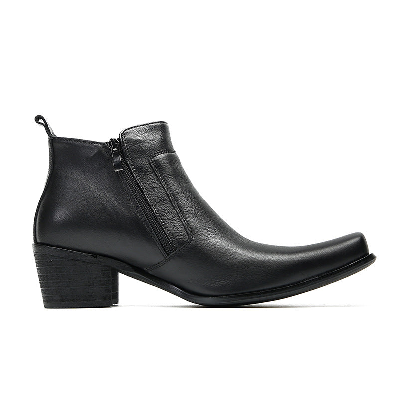 Spring and Autumn British business Martin boots men's high-top shoes casual cowhide short boots men's leather boots trendy retro men's boots Europe and the United States