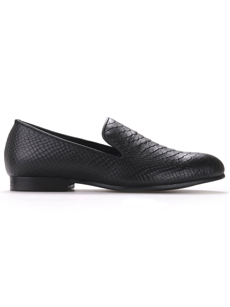 Summer new style genuine leather crocodile pattern embossed men's loafers, handmade British style gentleman's casual smoking shoes, trendy single shoes