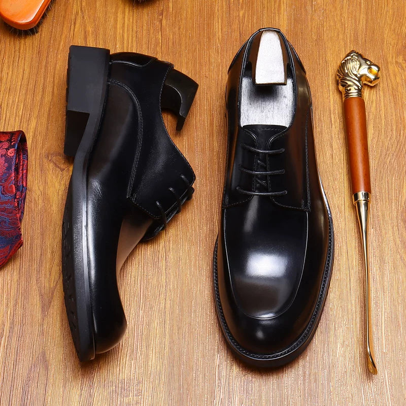 Men's Genuine Leather Leather Shoes, Height Increasing, Thick Sole