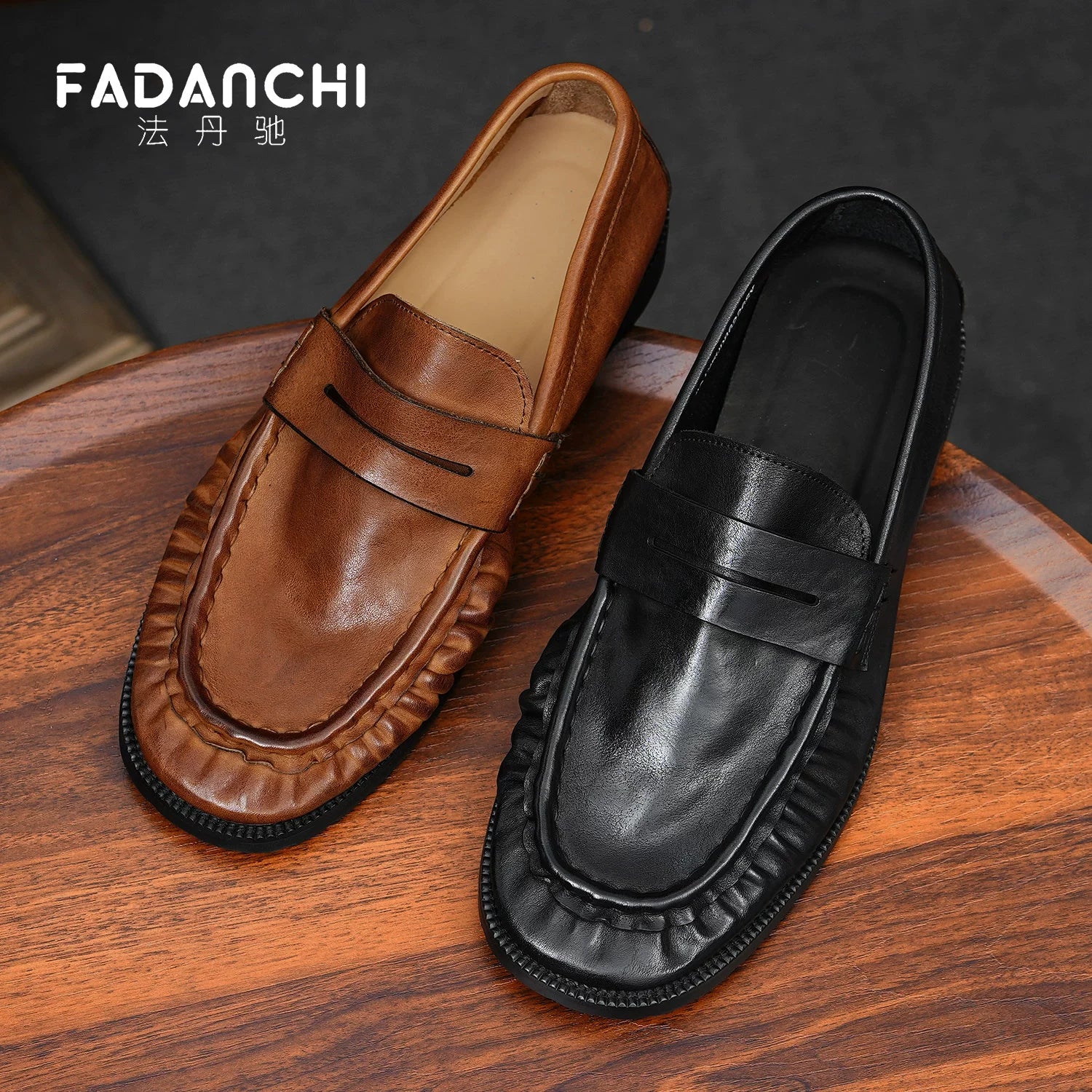 Men's Genuine Leather Loafers, Breathable, Slip-On