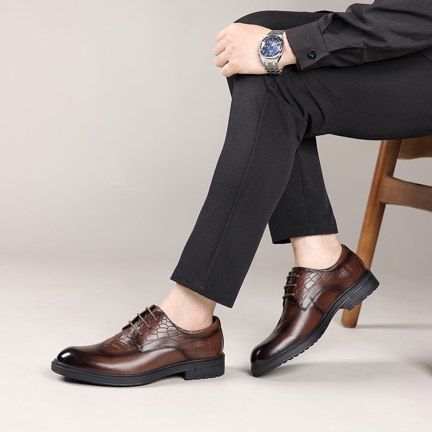 Men's leather shoes 2026 new collection: premium full-grain leather dress shoes for men - business b
