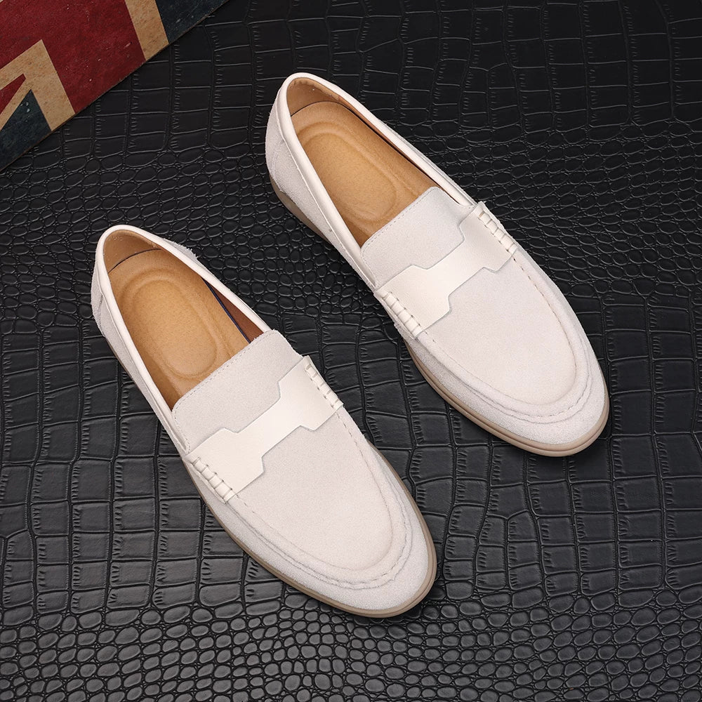 Men's Genuine Leather Loafers, Suede, Slip-On