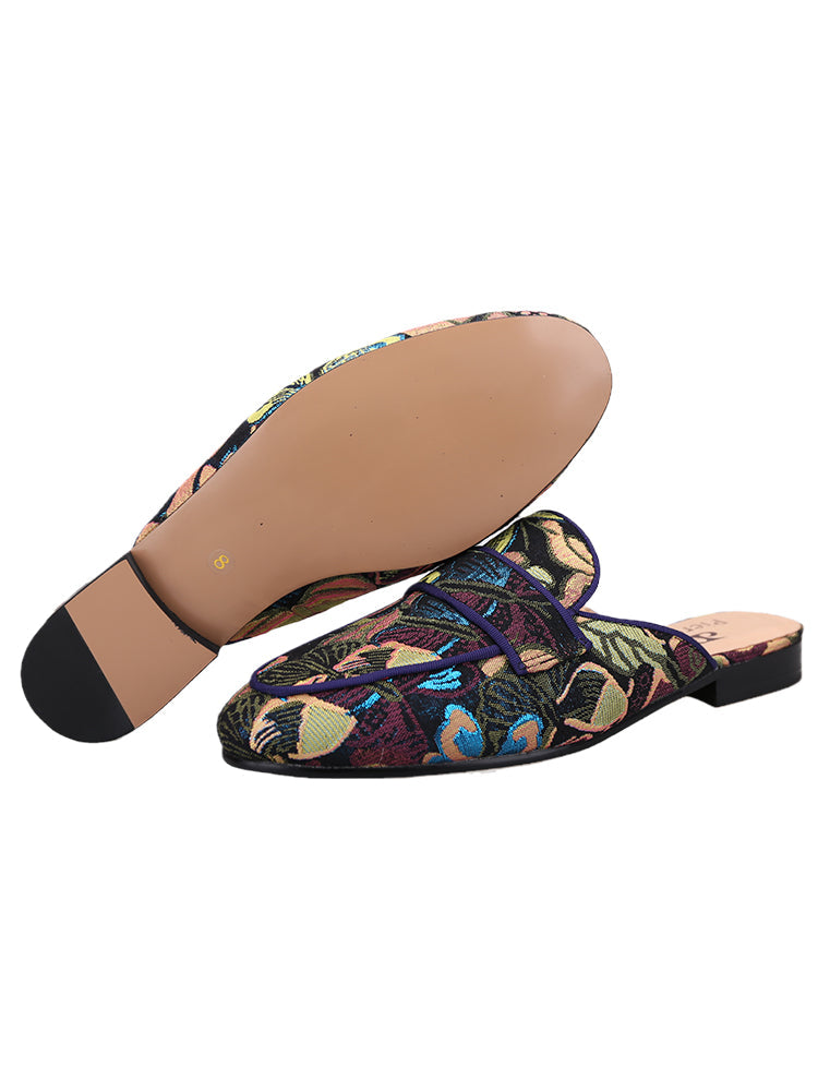 Pilgida exports European and American bright silk satin men's slip-on mule shoes European and American style breathable toe-cap slippers for men