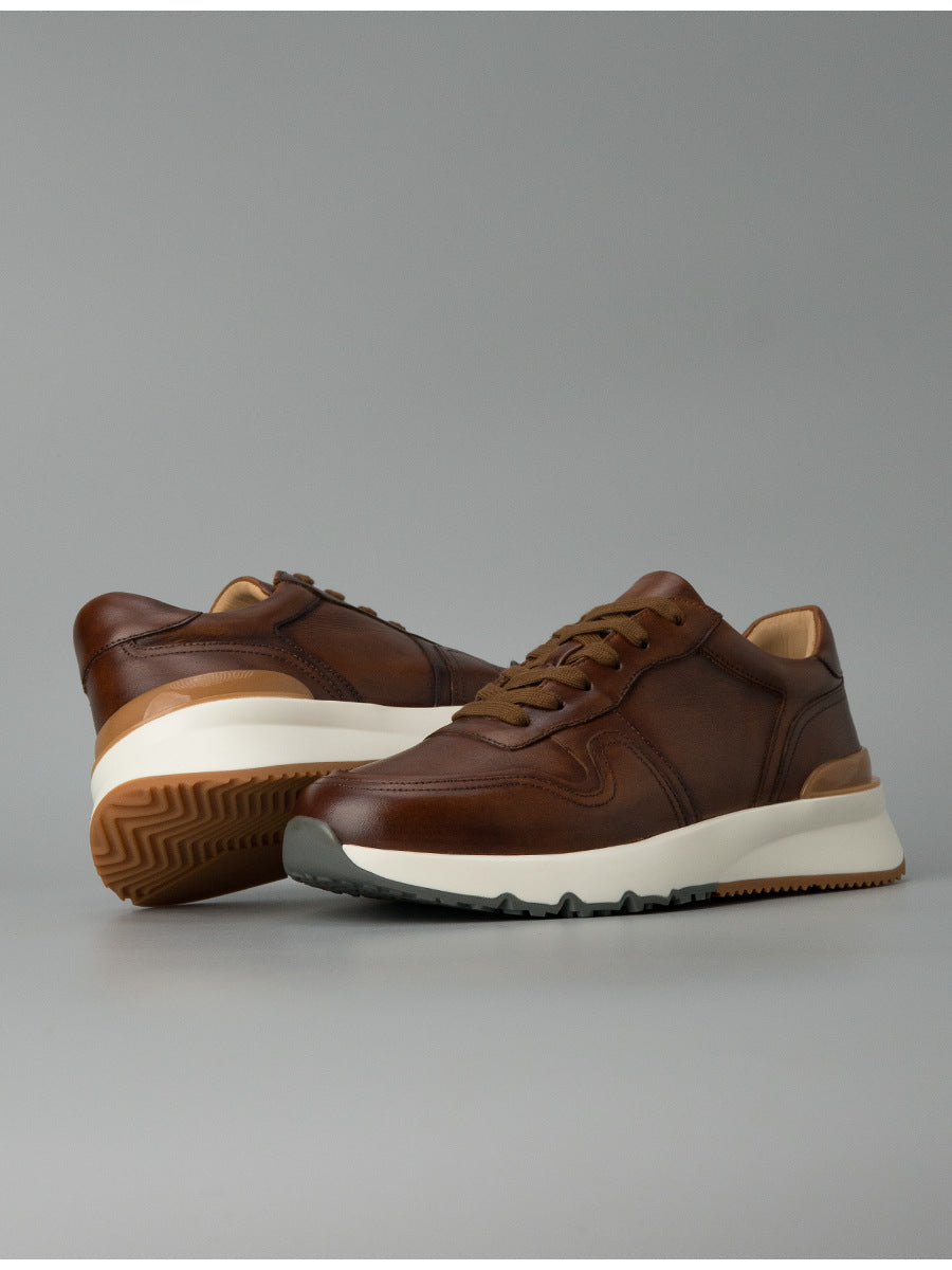 Fashion no. 2 guangzhou thick soleretroclassy handmade shoes genuine leather first layer cowhide argan shoes sports men's trendy shoes