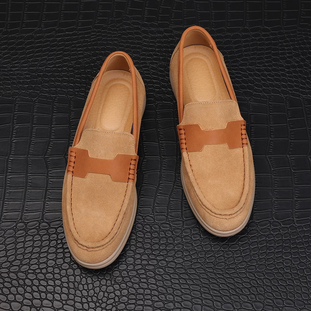 Men's Genuine Leather Loafers, Suede, Slip-On