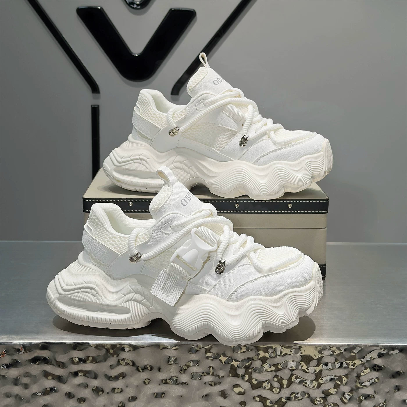 Men's Height-Increasing Platform Breathable Mesh Chunky Dad Sneakers 2026 Summer New