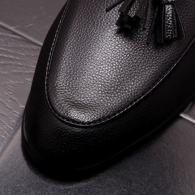 The trendy brand starts with the appearance ~ 2024 new one-foot versatile casual leather shoes, the trend of fashion increases the height of beanie shoes for men