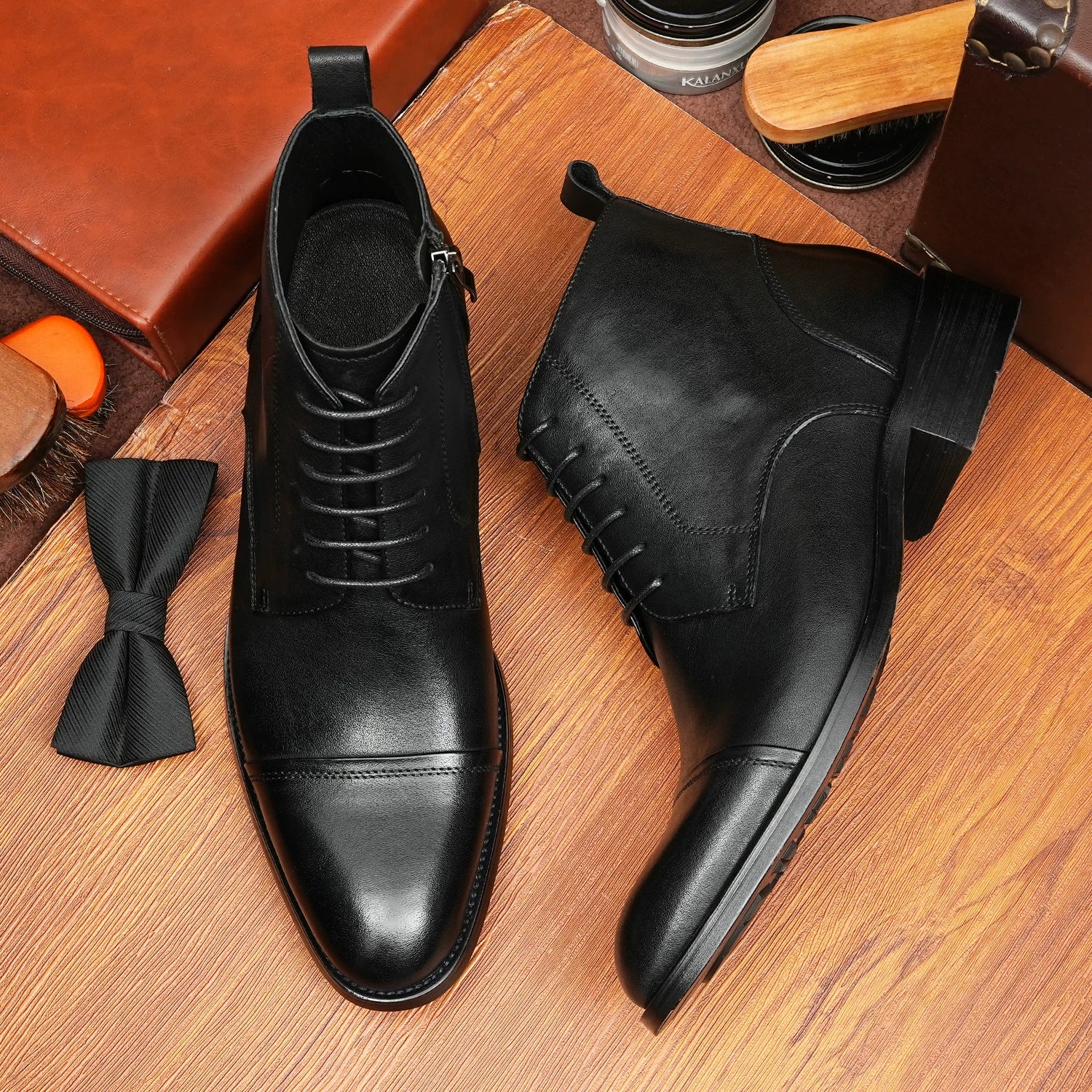 Men's Genuine Leather Martin Boots, Pointed Toe, British Style