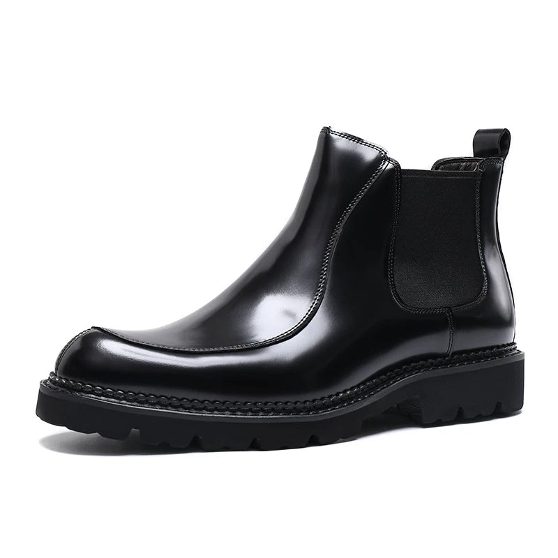Men's Genuine Leather Chelsea Boots, Thick Sole, British Style