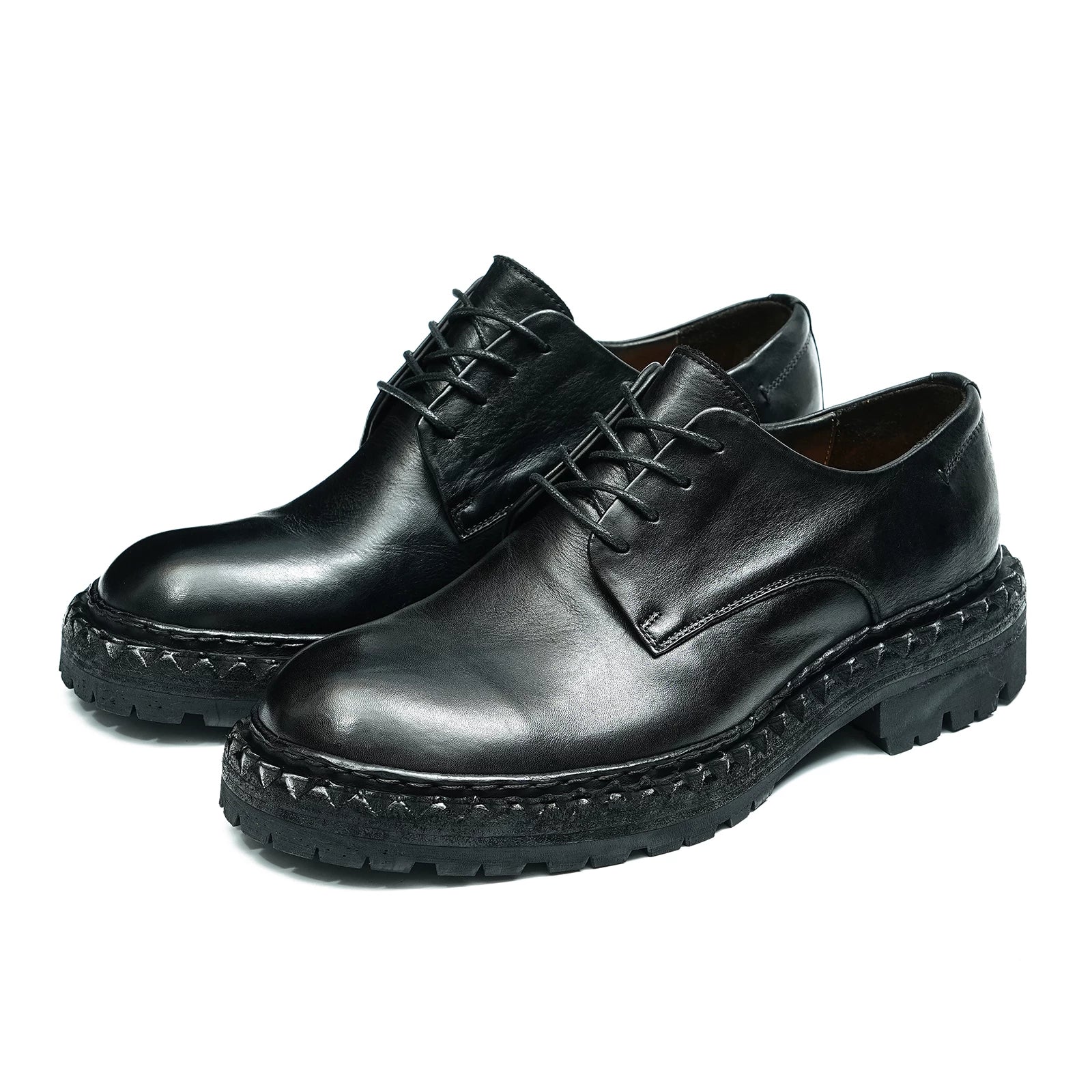 Men's Genuine Leather Leather Shoes, Thick Sole, Handmade