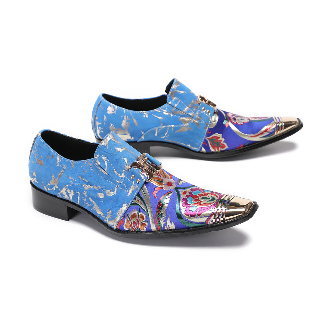 Men's Leather Casual Shoes – Rhinestone Detail, Handmade – Style 842
