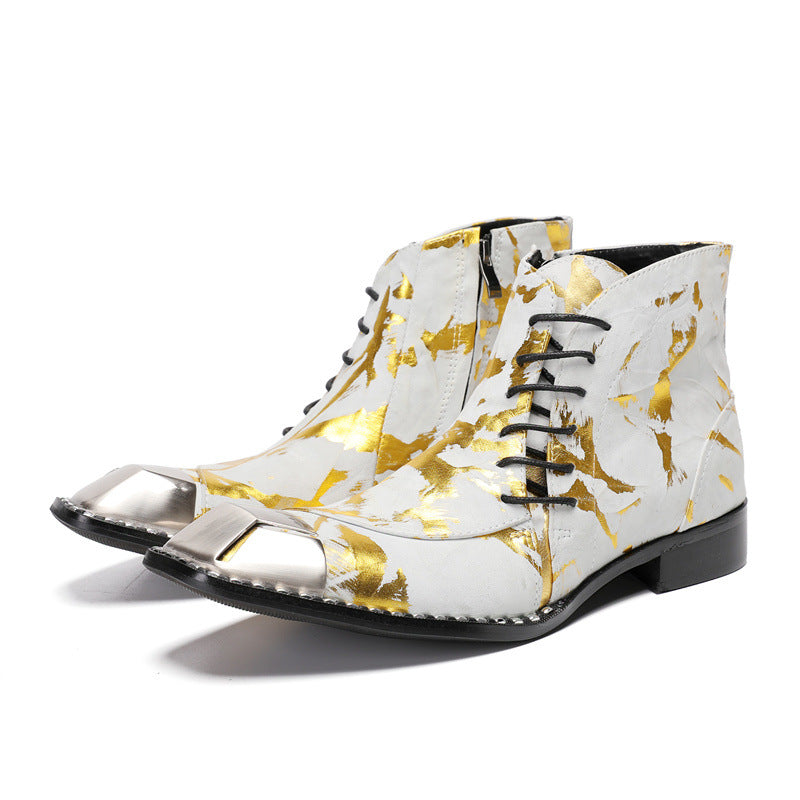 New British style retro old polished handmade shoes cowhide Martin boots trendy boots leather boots soft-soled short boots men's shoes