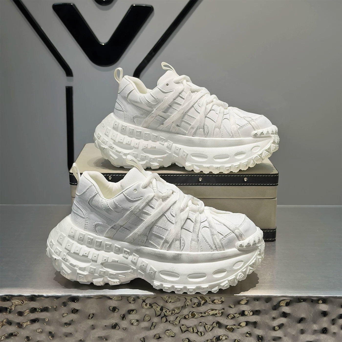 Men's Height-Increasing Platform Breathable Retro Chunky Dad Sneakers