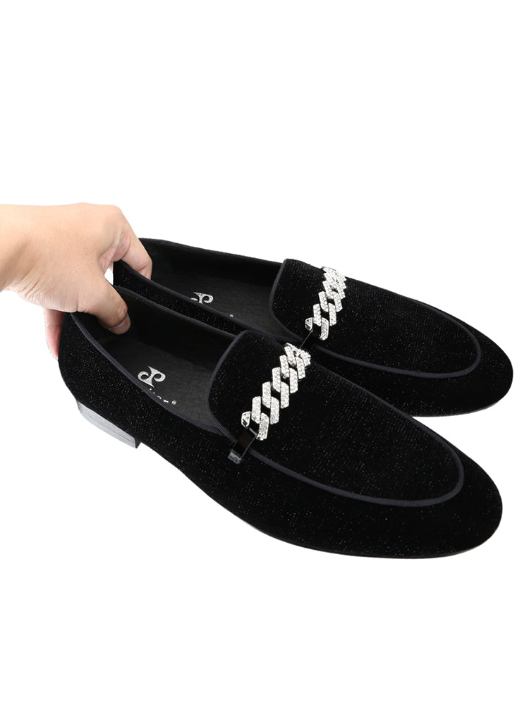 Summer six-color imported meteor shower velvet slip-on loafers for men, European and American style diamond buckle trendy yuppie shoes