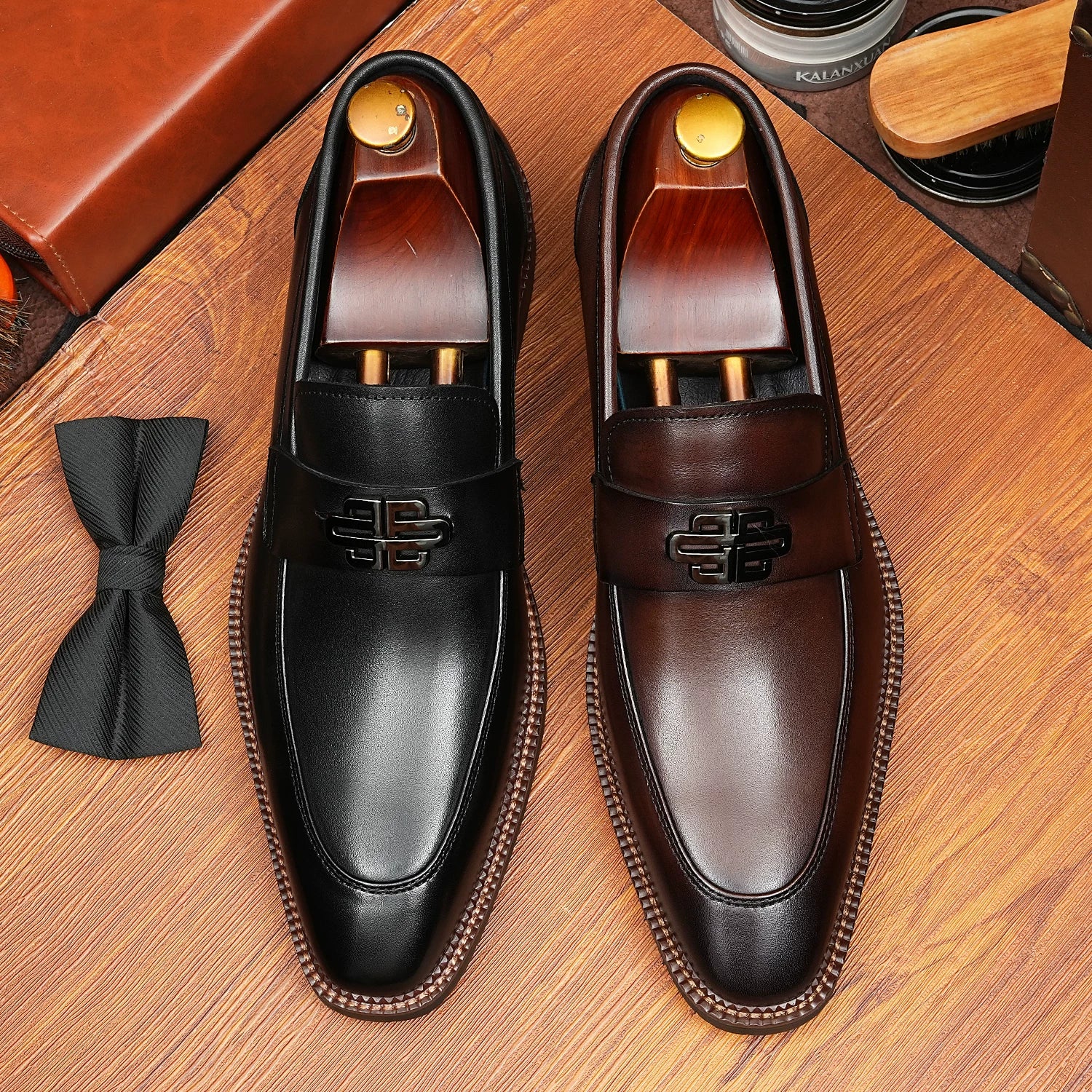 Men's Genuine Leather Loafers, Slip-On, British Style