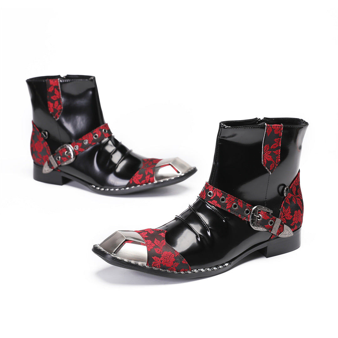 Men's Red Leather Chelsea Boots – Pointed Toe