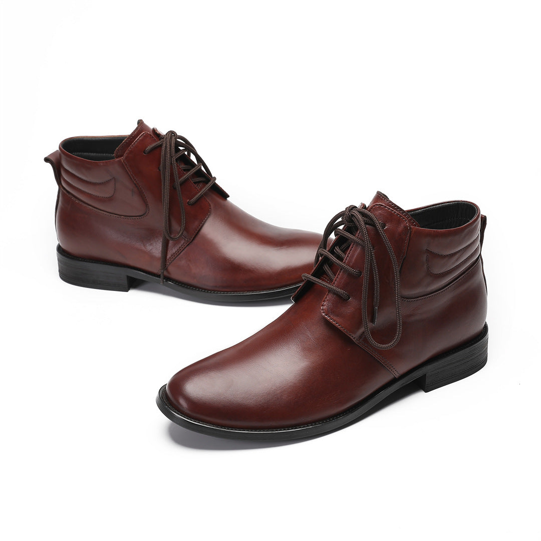 Chelsea Boots Men's Leather British High Top Business Leather Shoes Brock Carved Casual Short Boots Men's Martin Boots