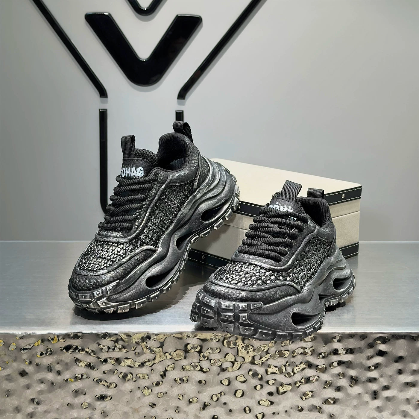 Men's Height-Increasing Platform Breathable Cut-Out Chunky Dad Sneakers 2026 Summer New
