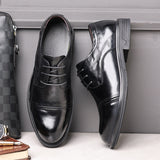 British style wedding groomsmen formal dress shoes - premium derby leather italian business dress shoe
